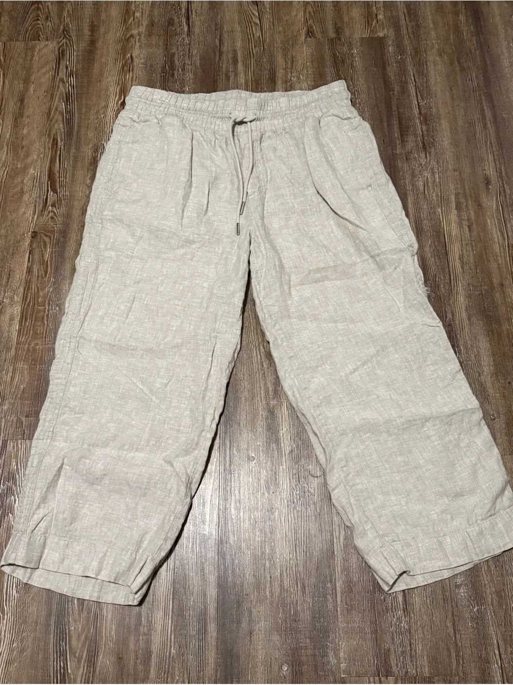 Quince European Linen Wide Leg Pants Women's XL Pull On High Rise in Flax Wash